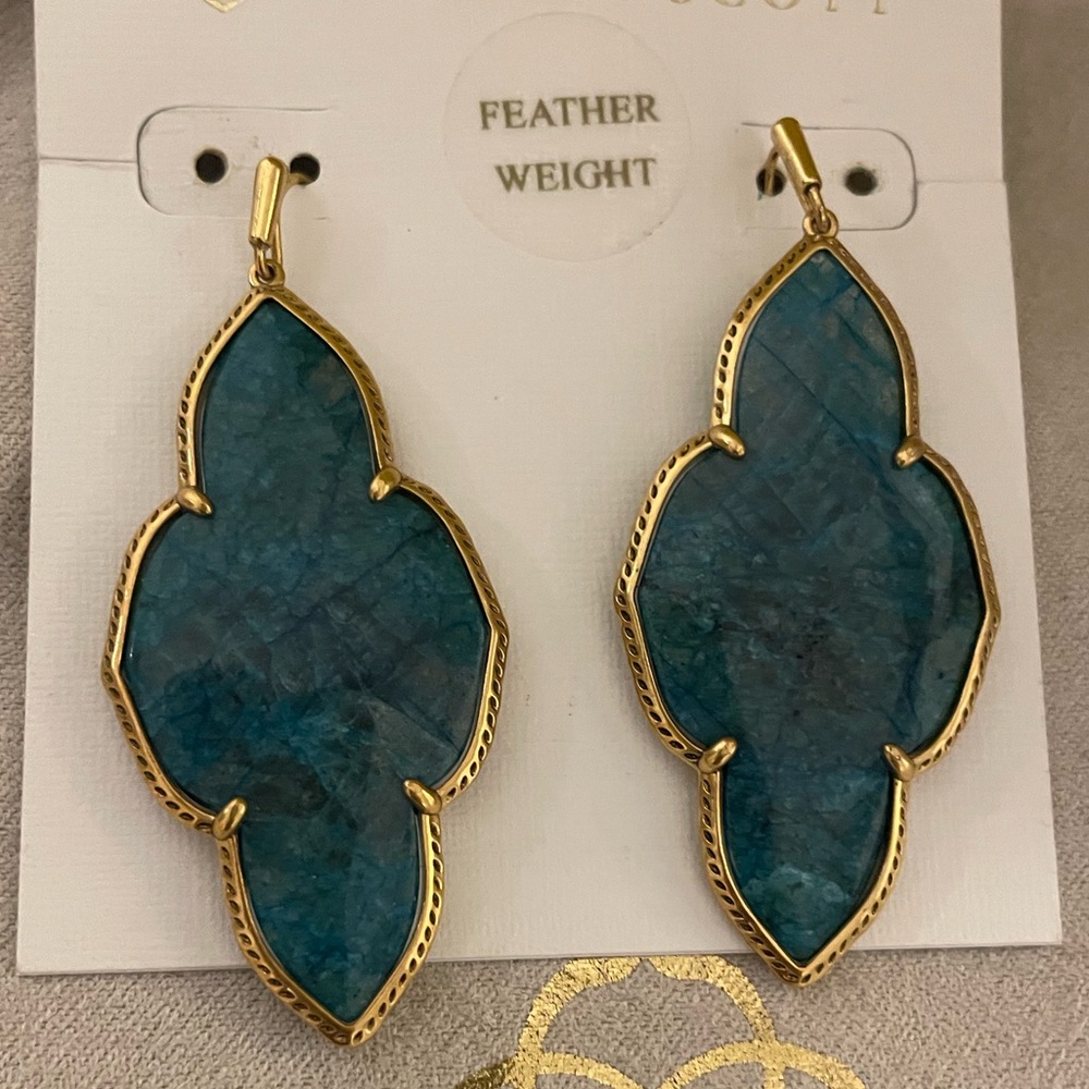 Kendra Scott Framed Abbie Drop Earrings Gold/ Green Large